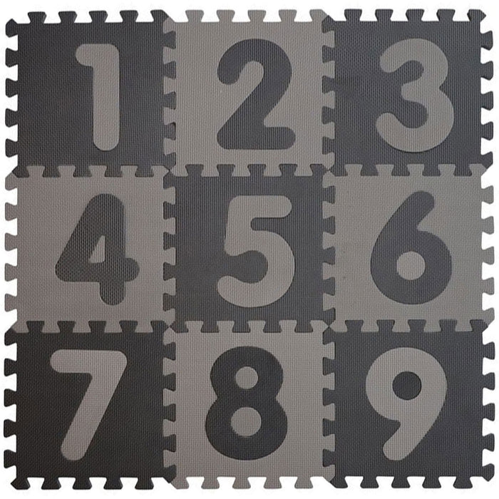 Tappetone Componibile PUZZLE Foam con Numeri Grigio 9 pz