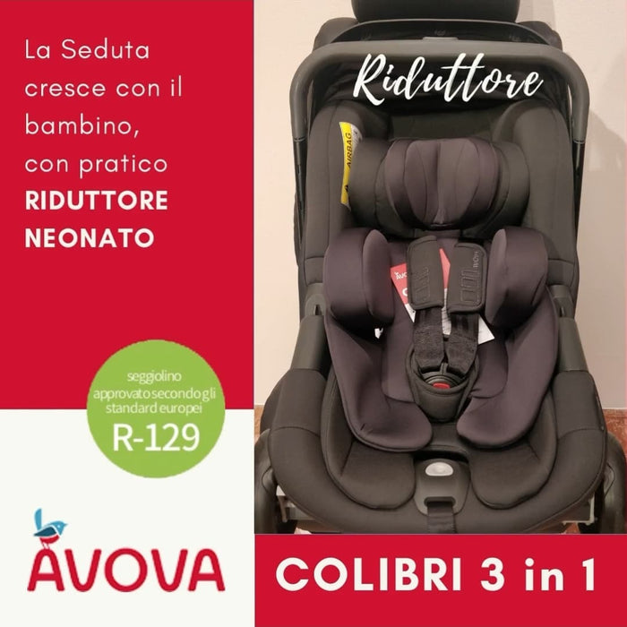 Seggiolino Auto OVETTO 3 in 1 COLIBRI di AVOVA diventa Passeggino