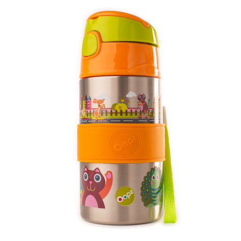 Borraccia STAINLESS BOTTLE ACCIAIO Oops con cannuccia