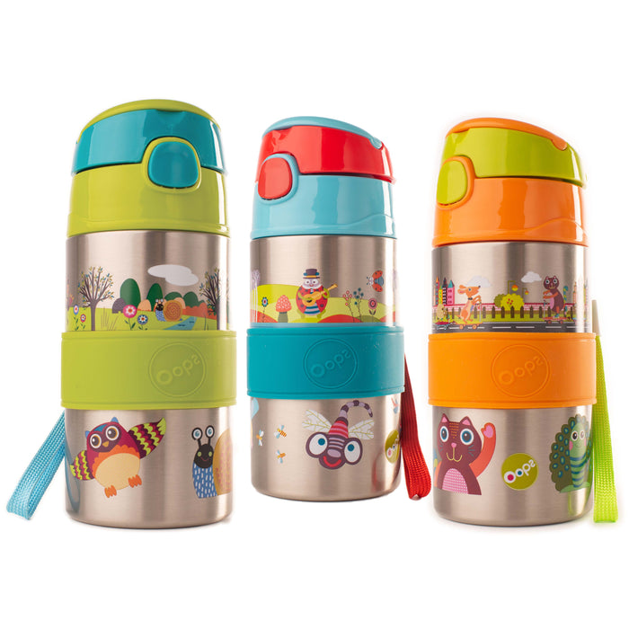 Borraccia STAINLESS BOTTLE ACCIAIO Oops con cannuccia